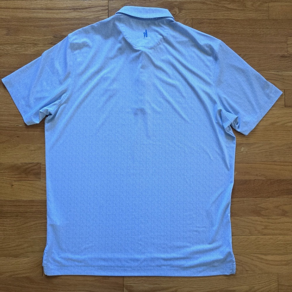 Johnnie O Performance Polo Mens Large Blue White With Logos - Picture 9 of 14